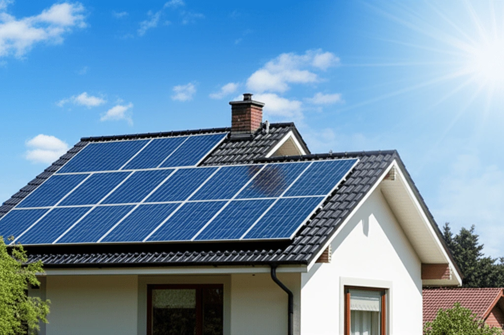 Zonnepanelen geïnstalleerd op een dak